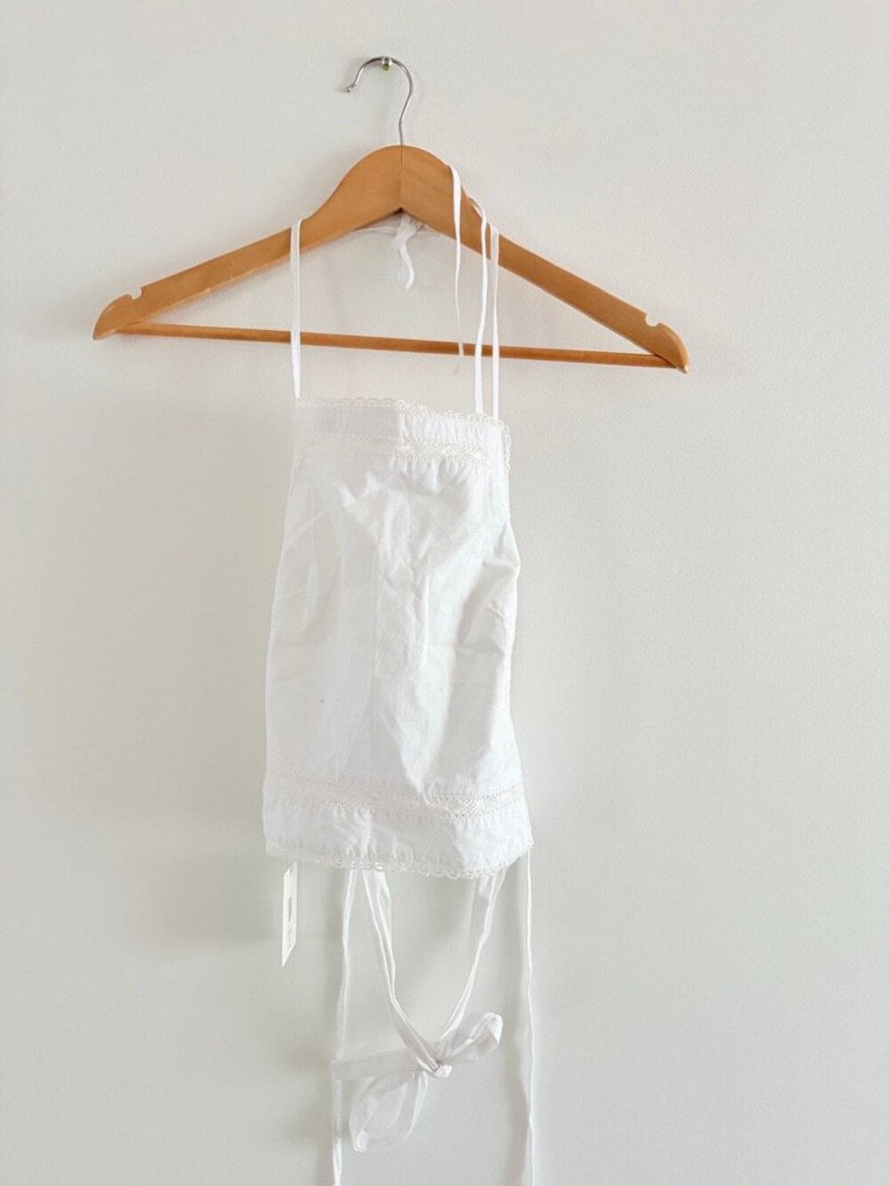 Aritzia Wilfred Winslow Poplin Halter Top NWT Crop Top Open Back White Sz Small - Picture 6 of 9